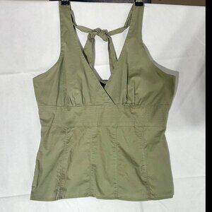 Khaki Green Halter Top Xtraordinary 97% Cotton 3% Spandex Women's Size L B-2